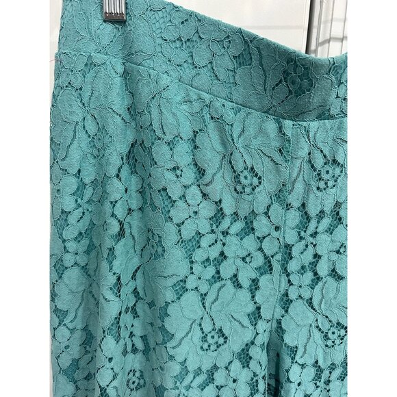 Isaac Mizrahi Live! Floral Lace Knit Culotte Pants Turquoise Sz Large Boho - Picture 5 of 13